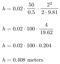 Darcy Weisbach  head loss example