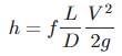 Darcy Weisbach equations folving for head loss